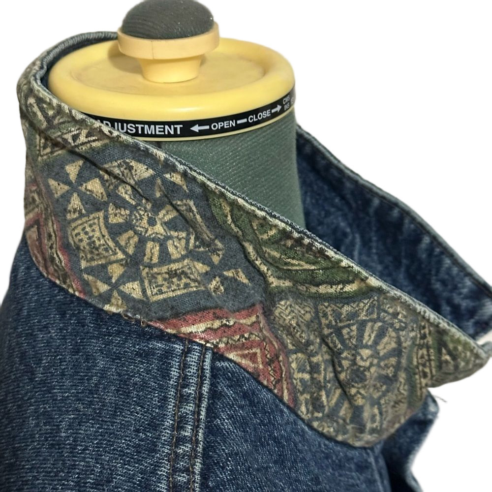 Vintage 1990s Levi’s Denim Trucker Jacket Aztec Southwestern Large - Picture 6 of 12